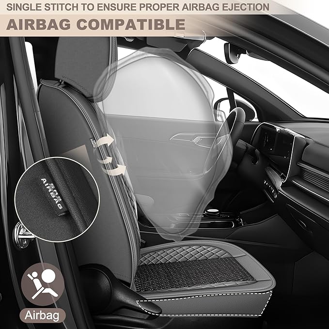 TTX LIGHTING for Honda HR-V 2016-2026 Car Seat Covers, Breathable Ice Silk & Leather Seat Protector, Cool & Anti-Sweat for Long Driving, Airbag Compatible, 5 Seats Full Set (Black&Gray)