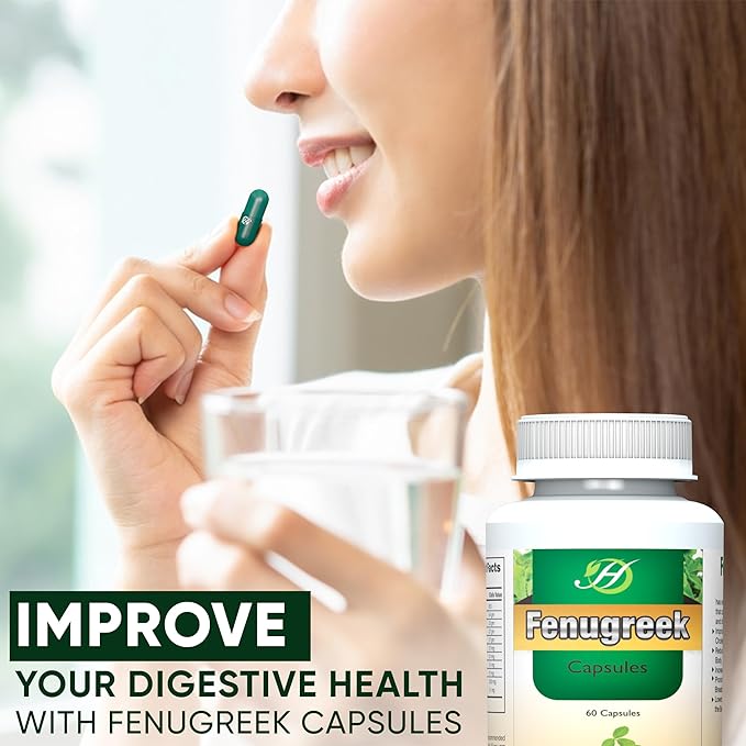 Fenugreek Capsules 60 Capsules | 100% All Natural Capsules Vegetarian Daily Supplement Beneficial