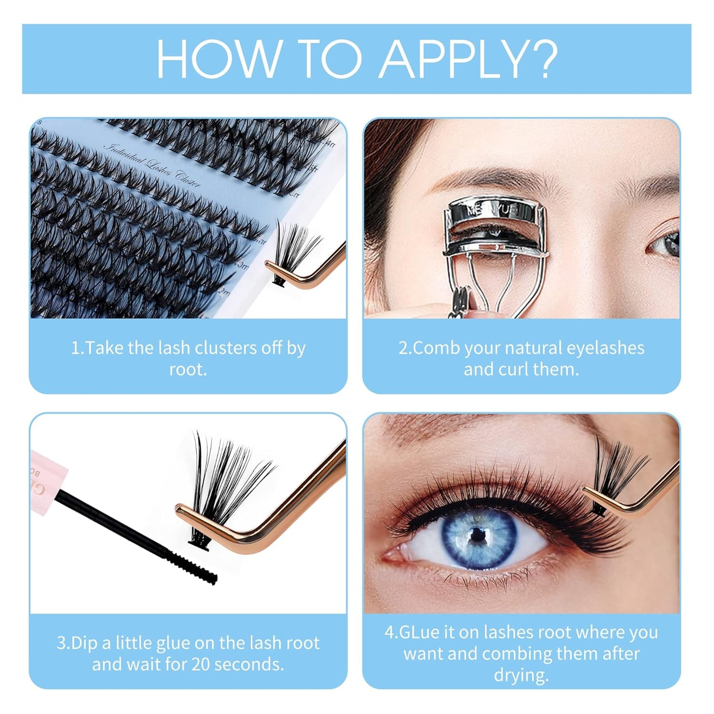 Lash Clusters Large Tray 240pcs 0.07mm 40P+50P D Curl Mix 8-16mm Individual Lashes Soft&Fluffy Cluster Lashes Mink Lash Extension Clusters Mixed Tray Individual Lashes Cluster By GEMERRY