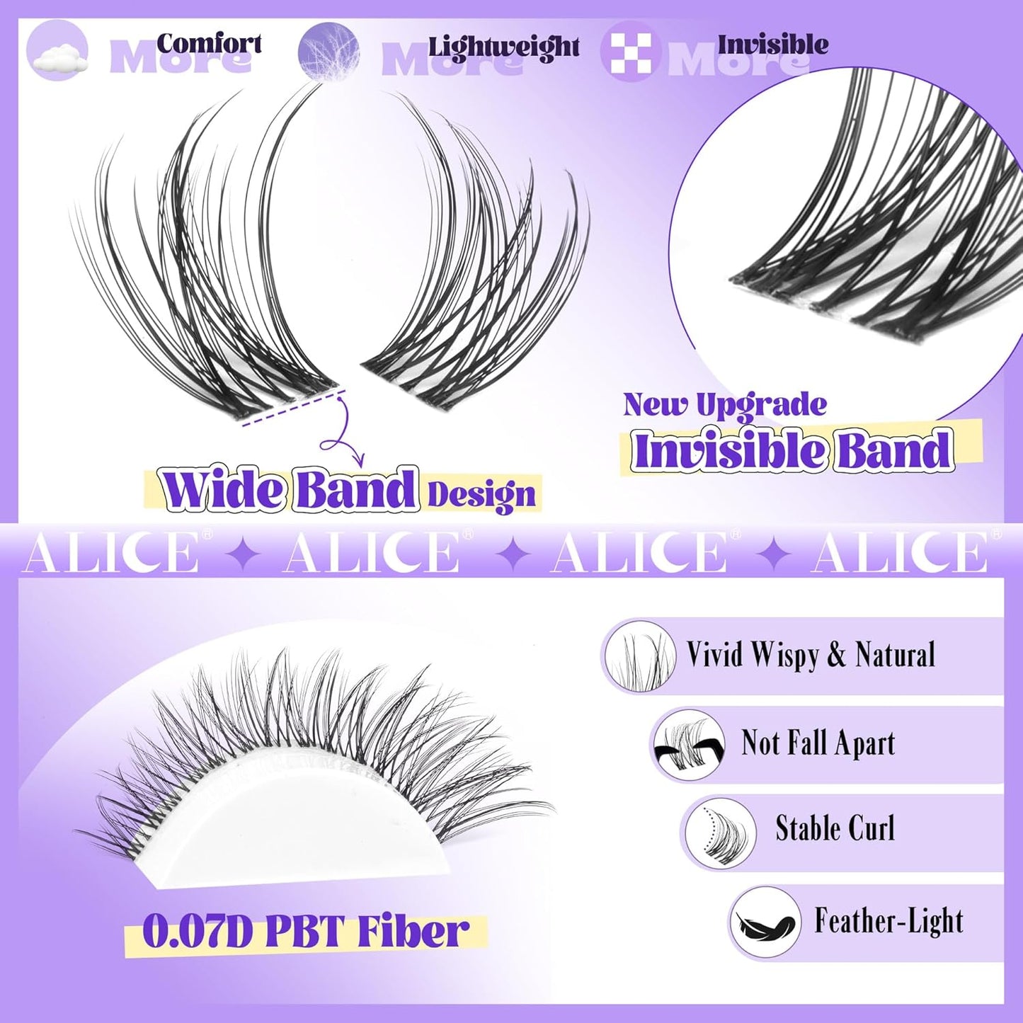 ALICE Wispy Cluster Eyelash Extensions | 192pcs Natural Individual Lashes | DIY 10-18mm