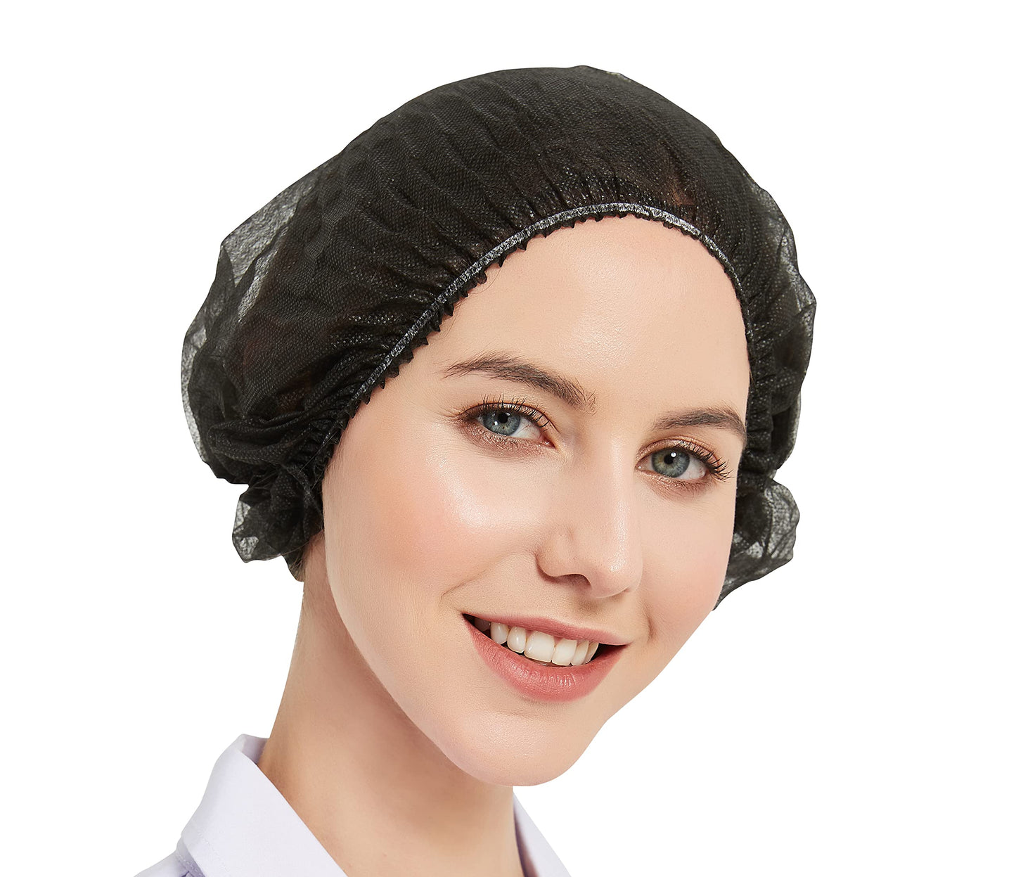 Protectx 100-Pack Black Disposable Hair Nets, Elastic Head Cover, Bouffant Caps, Sanitation Head Cover For Food Service, Spa Men