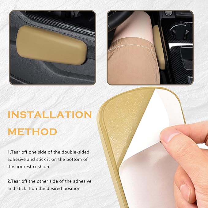 OFBAND 2PCS Elbow Pad Arm Rest for Car,Soft Leather Arm Rest Pillow with One-Piece Molding for Comfortable Support,Universal Car Accessories Car Knee Cushion Car Door Armrest Pads (Black)