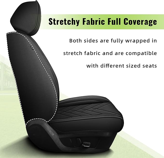 AOMSAZTO Front Seat Covers Fit for Nissan Kicks 2018-2025 2026 Waterproof Faux Leather Car Seat Cover Compatible with Airbag(2PCS Front, Black)