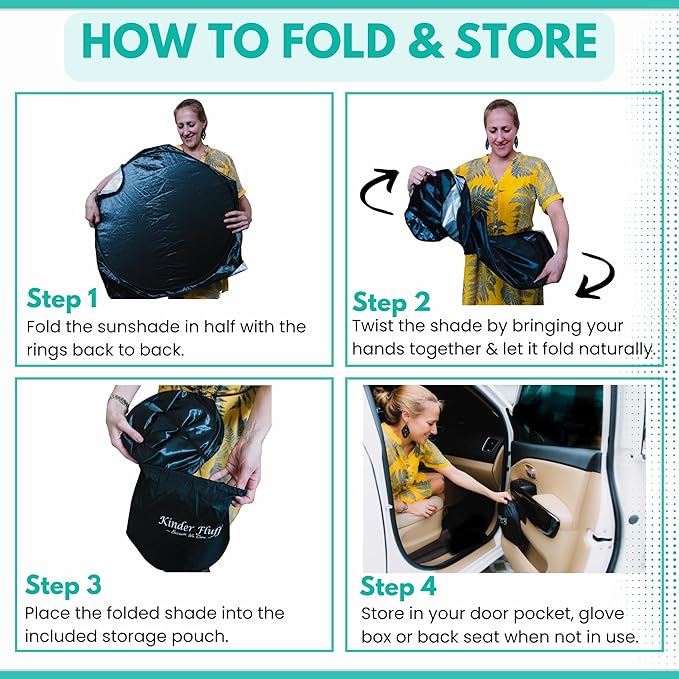 Windshield Sun Shade -Certified 99.87% UVB & 99.02% UVA Car Sun Shade. Award Winning Sunshade - Patented Technology | Compatible for Ford Escape (2013-2019) | Car Shades by Kinder Fluff