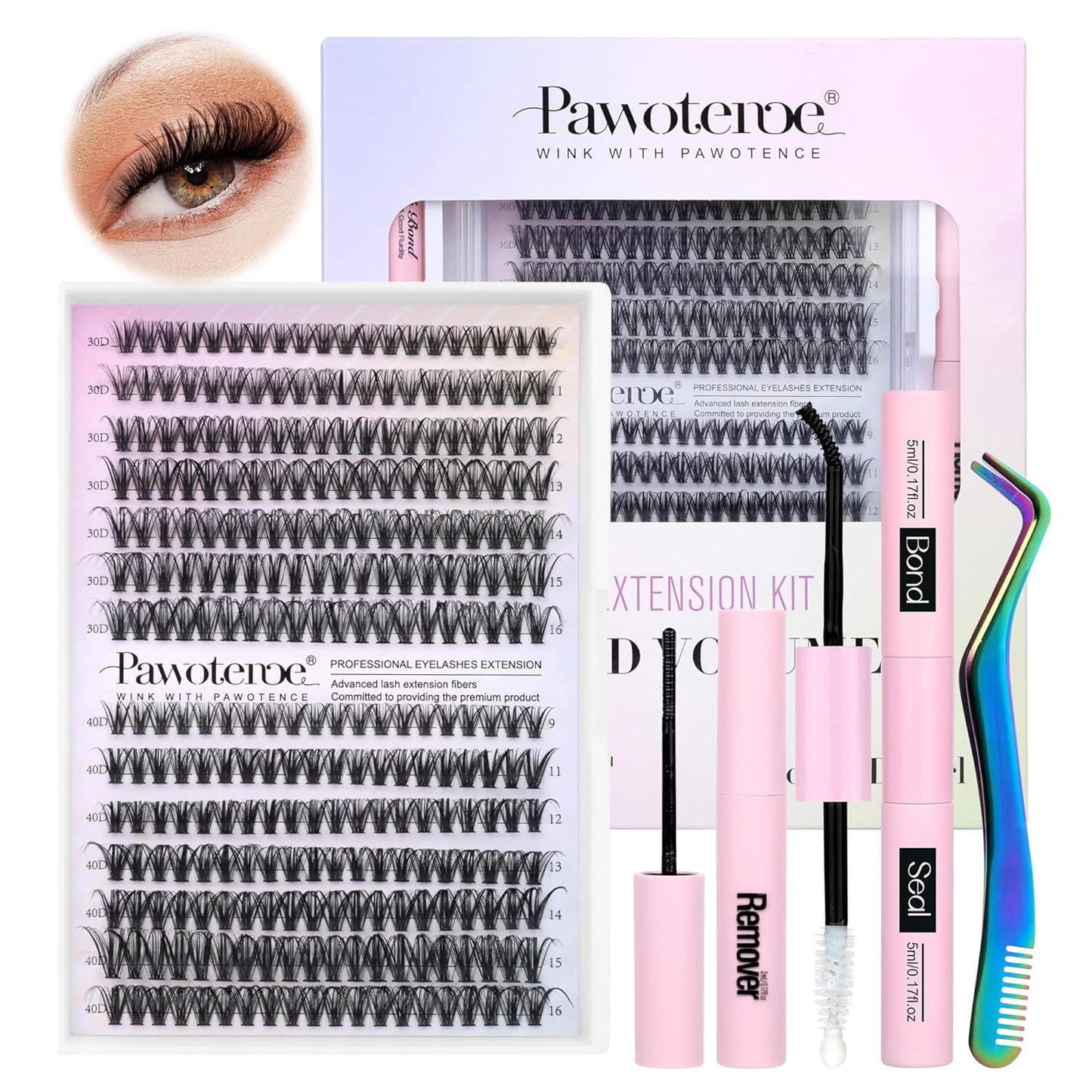 DIY Lash Extension Kit | 280pcs Brown 40D Clusters | 9-16mm Individual Lashes