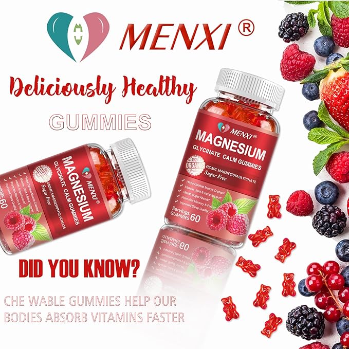 Magnesium Gummies 600mg per Serving-Magnesium Glycinate 400mg and Magnesium Malate 200mg,Sugar Free Magnesium Potassium Supplement for Calm Mood, Muscle, Bone & Energy Support,120 Raspberry Gummies