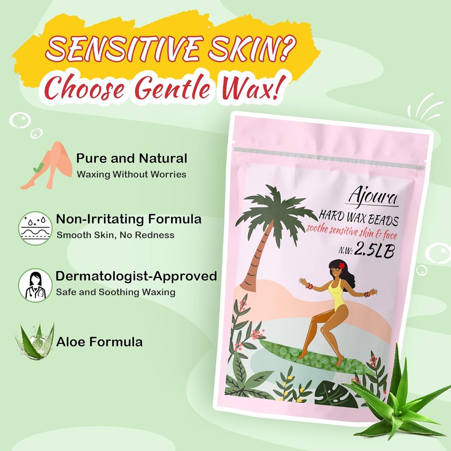Chamomile Hard Wax Beads – 1Lb Hair Removal Wax for Full Body | Home Refill