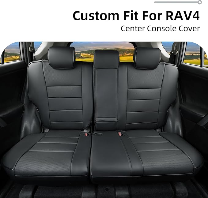 Lolcar Rav4 Seat Covers Custom Fit for Toyota Rav4 LE(NOT for Hybrid) 2013 2014 2015 2016 2017 2018,Leather Car Seat Cover for Trucks SUV Full Set,Faux Leather (Black)