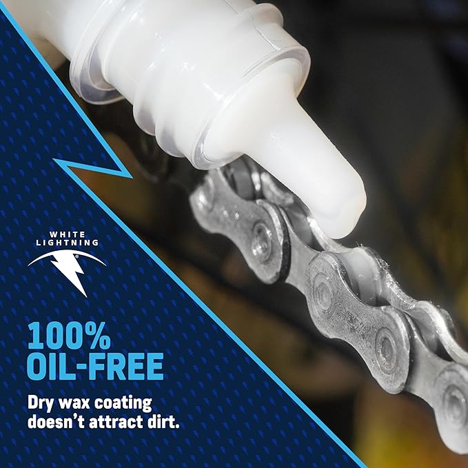 White Lightning Clean Ride Self-Cleaning Wax Bicycle Chain Lubricant – 100% Oil-Free, Reduces Dirt & Grime, Extends Chain Life, Smooth Performance, 8 oz