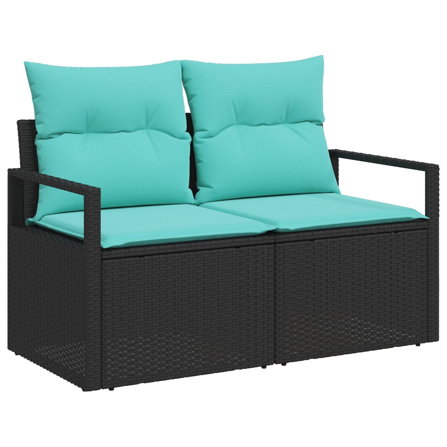 vidaXL 8 Piece Garden Sofa Set with Cushions Black Poly Rattan, vidaXL 2-Seater Garden Sofa with Cushions Black Poly Rattan