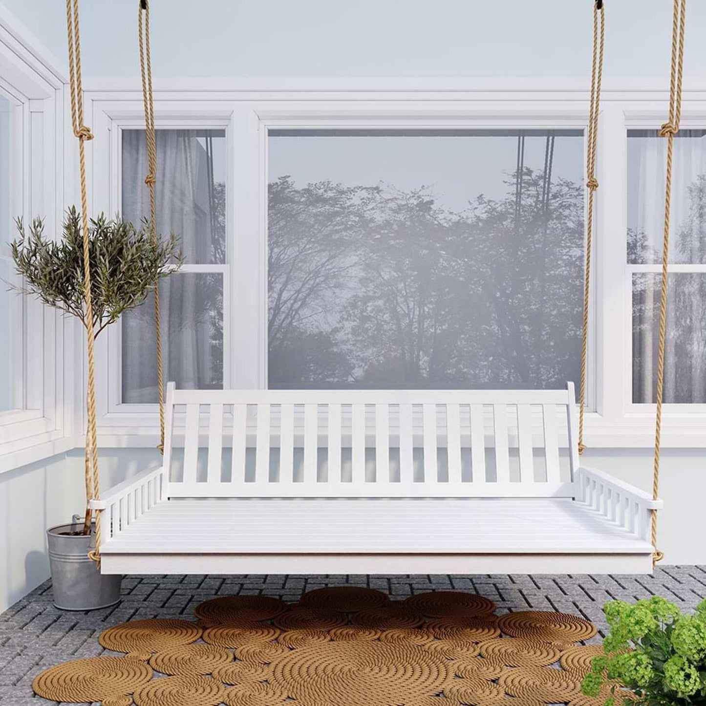 Keystone Amish Co. Twin Franklin Porch Swing Bed with Ropes, Red Paint