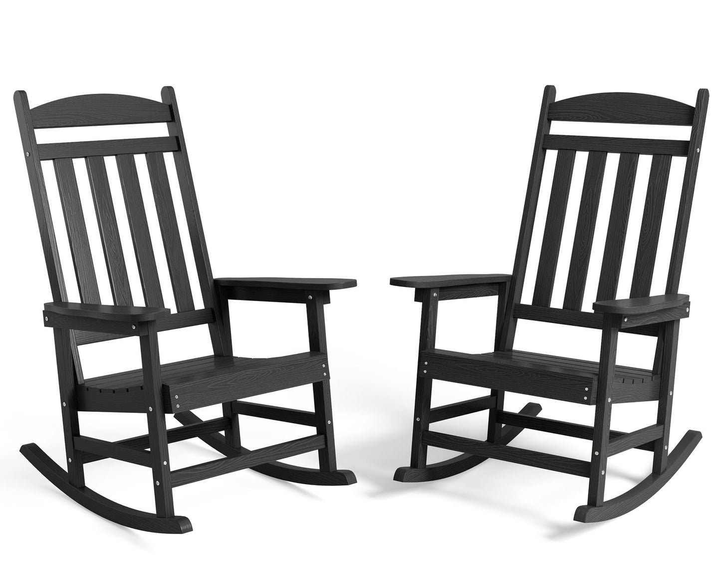 Outdoor Rocking Chair Set of 2, Lofka All Weather Patio Rocking Chair with Waterproof, | Porch Rocker | Oversized Rockers |32" High Back | 380lbs | for Patio Outside Backyard Balcony Garden, Black