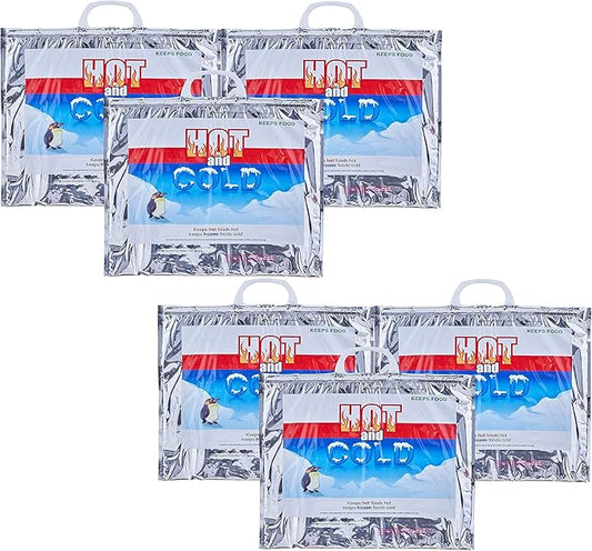 Superio Hot and Cold Insulated Bags for Food Delivery, Grocery Shopping Bags, Food Storage for Hot and Frozen Food for Travel, Disposable Cooler Bag, Reinforced Thermal Lunch Bag (6, 15.5"x13")