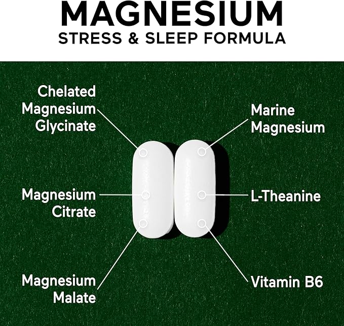 Smarter Nutrition Magnesium Complex - Chelated Magnesium Glycinate + Citrate, Malate for Sleep, Relaxation, Muscle & Nerves + Clinically Proven L-Theanine, Non-GMO-180 Tablet[90-Day Supply]