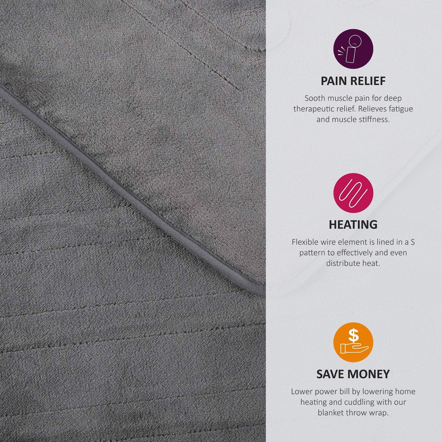 Beautyrest Foot Pocket Soft Microlight Plush Electric Blanket Heated Throw Wrap with Auto Shutoff, 50 x 62 in, Ivory