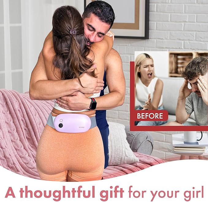 LELOOY® Portable Menstrual Heating Pad - Wireless Rechargeable Cordless Heat Therapy Massager for Period Cramps Relief - Travel-Friendly Wearable Pain Relief Device