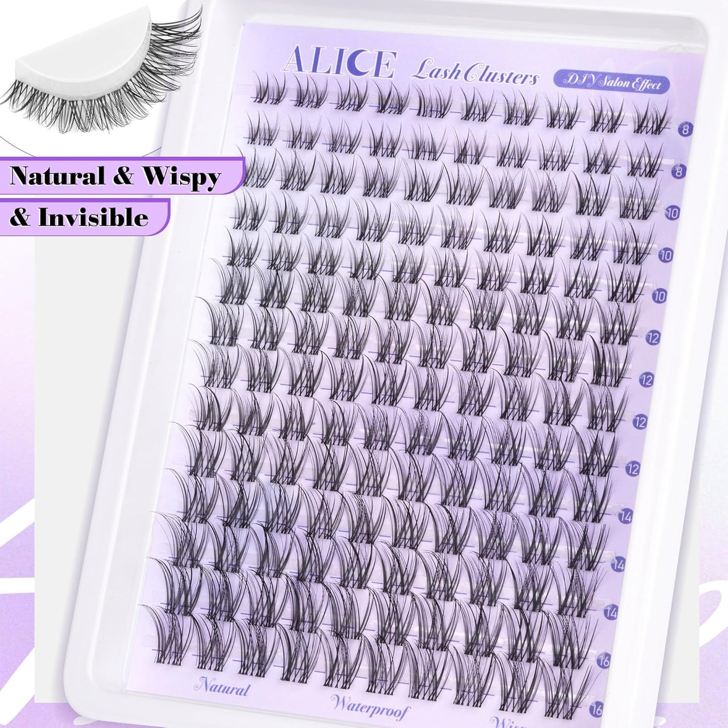 ALICE Wispy Cluster Eyelash Extensions | 192pcs Natural Individual Lashes | DIY 10-18mm
