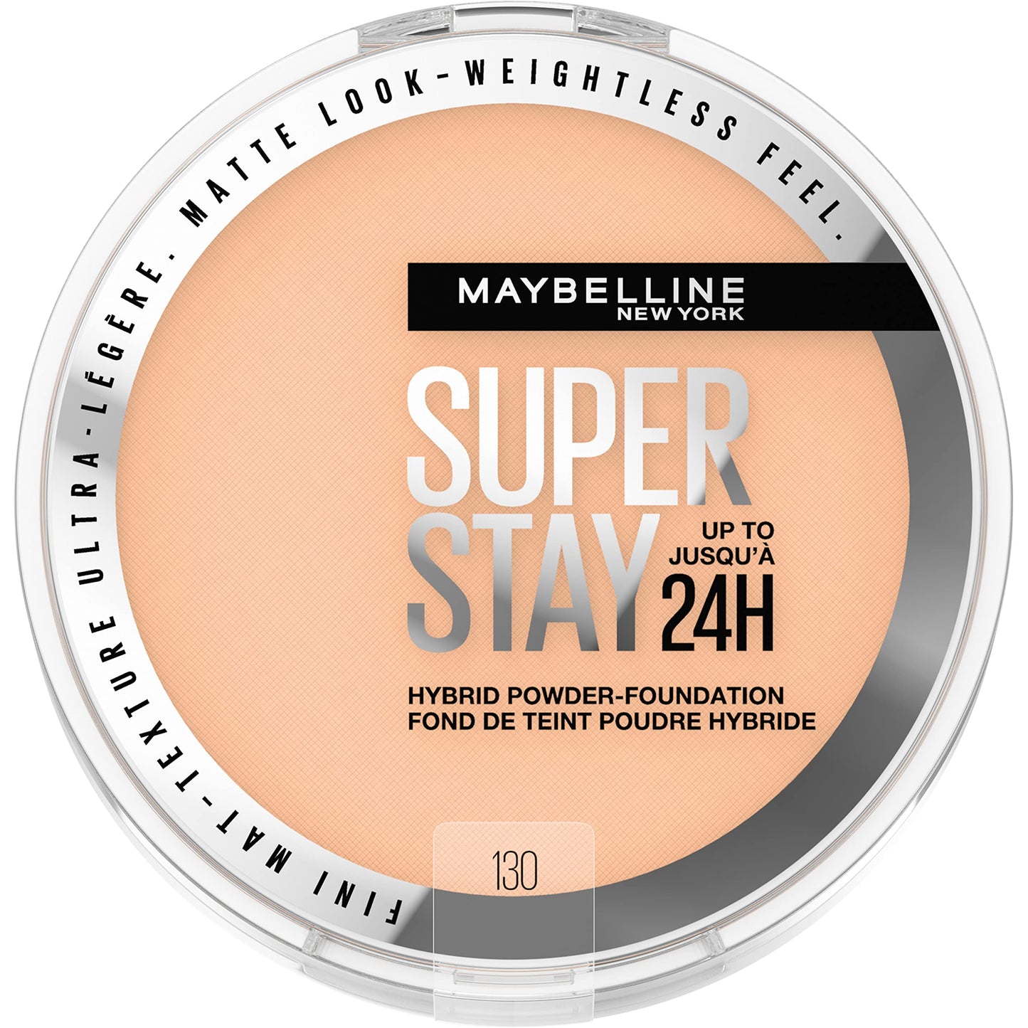 Maybelline Super Stay Up To 24Hr Hybrid Powder-Foundation, Medium-To-Full Coverage Makeup, Matte Finish, 130, 1 Count