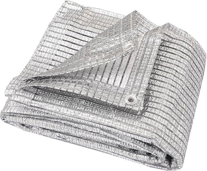 65% Aluminum Foil Shade Cloth with Grommets,13ft x 16ft, Mesh Sun Block Fabric Cover, Canopy, Privacy Screen for Outdoor Patio, Garden, Backyard, Silver