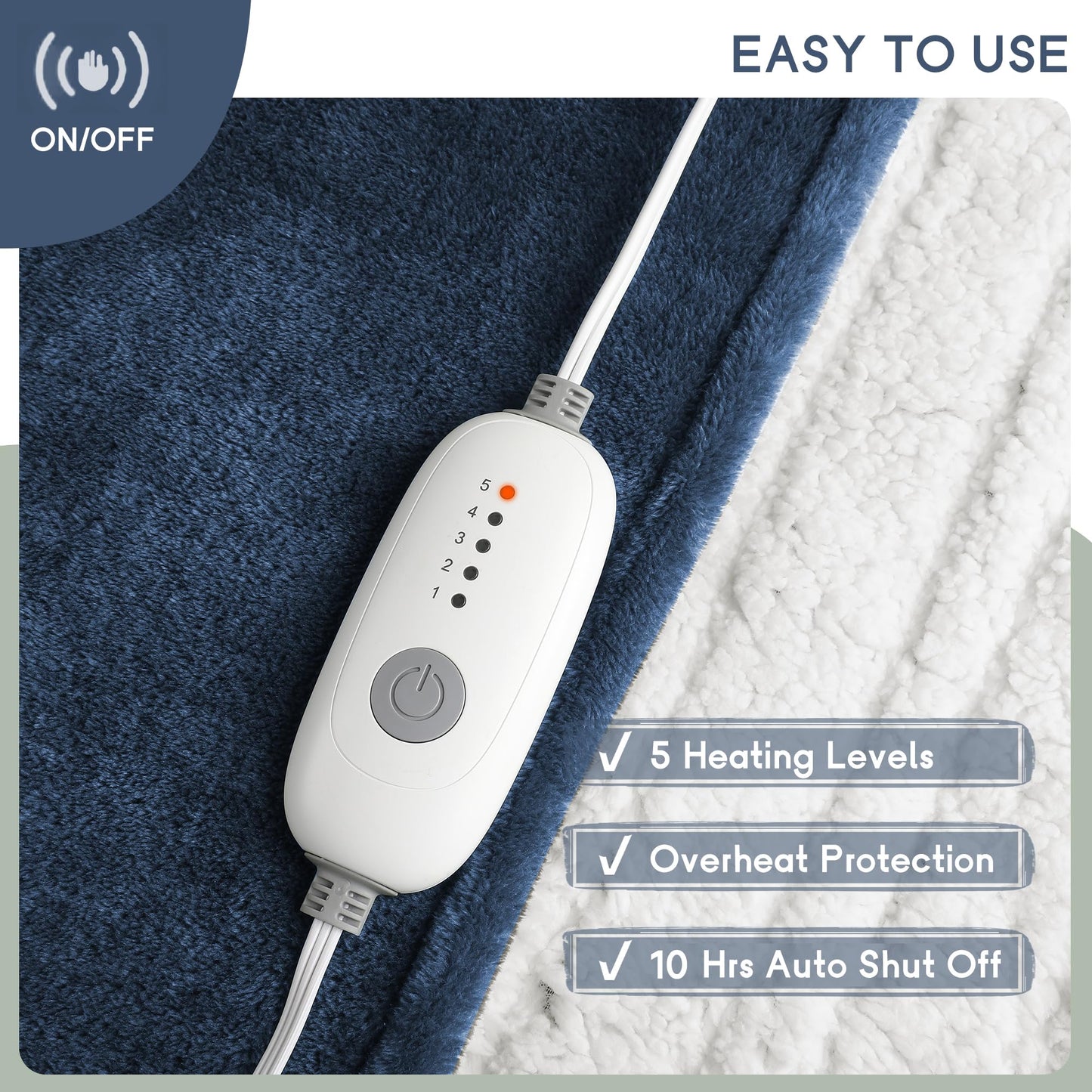 Heated Blanket Electric Blanket Full Size 72''x84'', Soft Flannel Heating Blanket with 1-10 Hour Auto Off - 6 Heat Settings - Machine Washable - Dark Grey