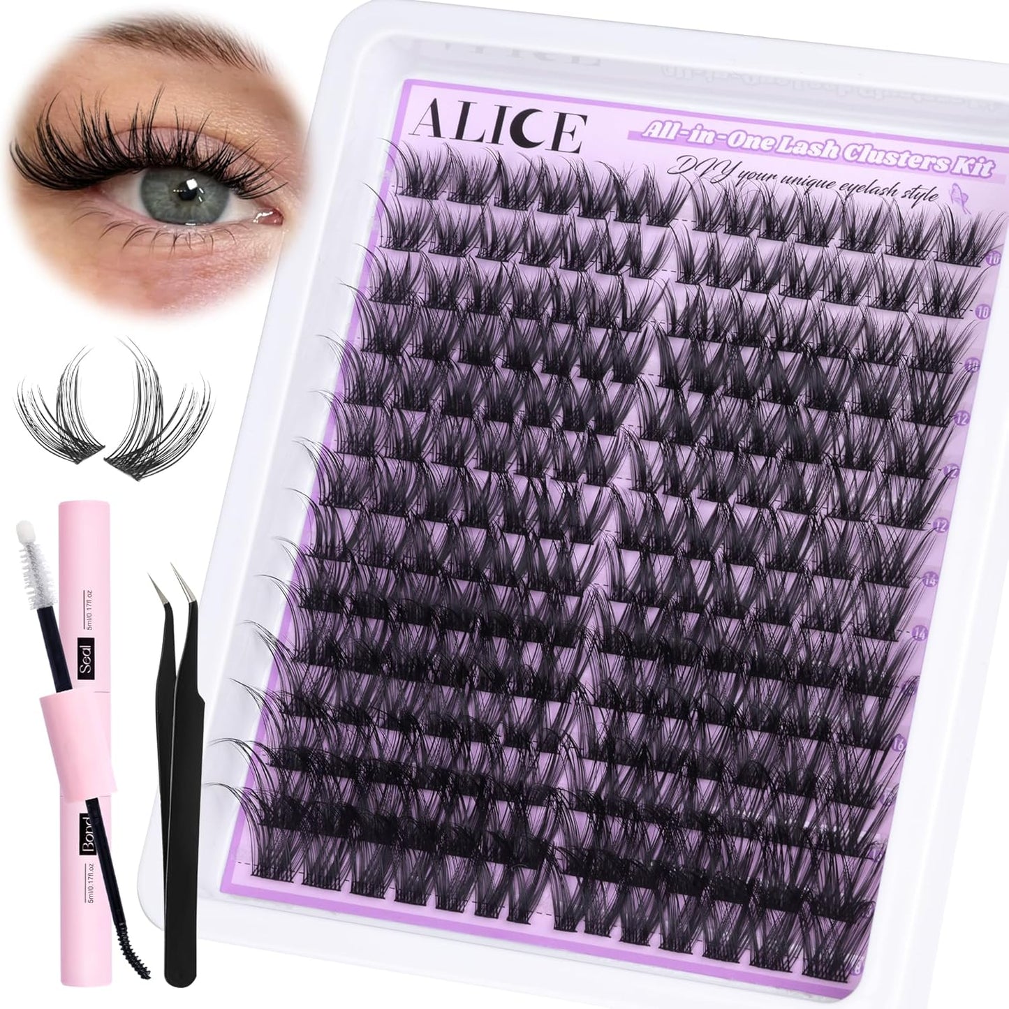 Natural Wispy Lash Extension Kit | 140pcs Clear Band Cluster Lashes for DIY