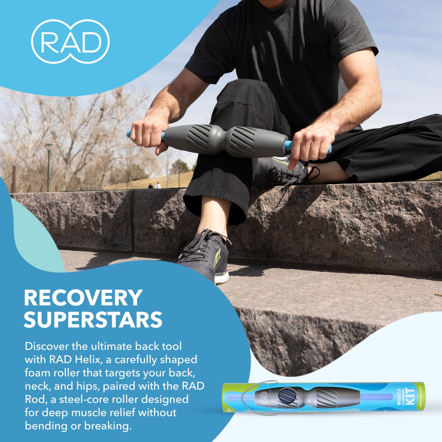 RAD Rod Mini – Compact Deep Tissue Massage Roller Stick – Travel-Ready Myofascial Release Tool for Legs, Back, Neck, Arms & Shoulders – Muscle Roller for Mobility & Recovery
