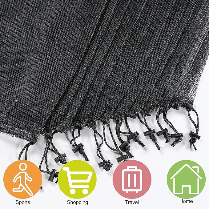 13"X15.5" 12Pcs Mesh Laundry Drawstring Bag Nylon Drawstring Gym Bag with Cord Lock Closure