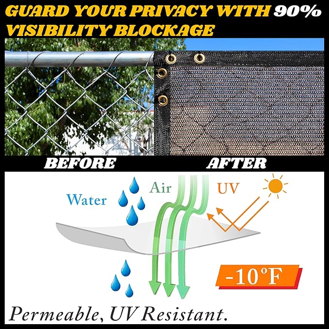 Royal Shade Custom Size 6' x 147' Brown Fence Privacy Screen Windscreen Cover Netting Mesh Fabric Cloth - Cable Zip Ties Included (We Make Custom Size)