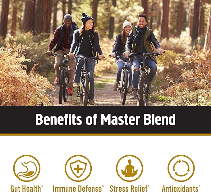 Om Mushroom Master Blend, Organic 10 Mushroom Complex & Adaptogens Powder, Reishi & Lions Mane - 6.2 oz
