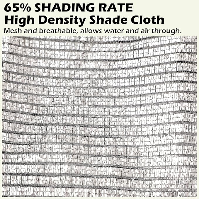 65% Aluminum Foil Shade Cloth with Grommets,20ft x 20ft, Mesh Sun Block Fabric Cover, Canopy, Privacy Screen for Outdoor Patio, Garden, Backyard, Silver