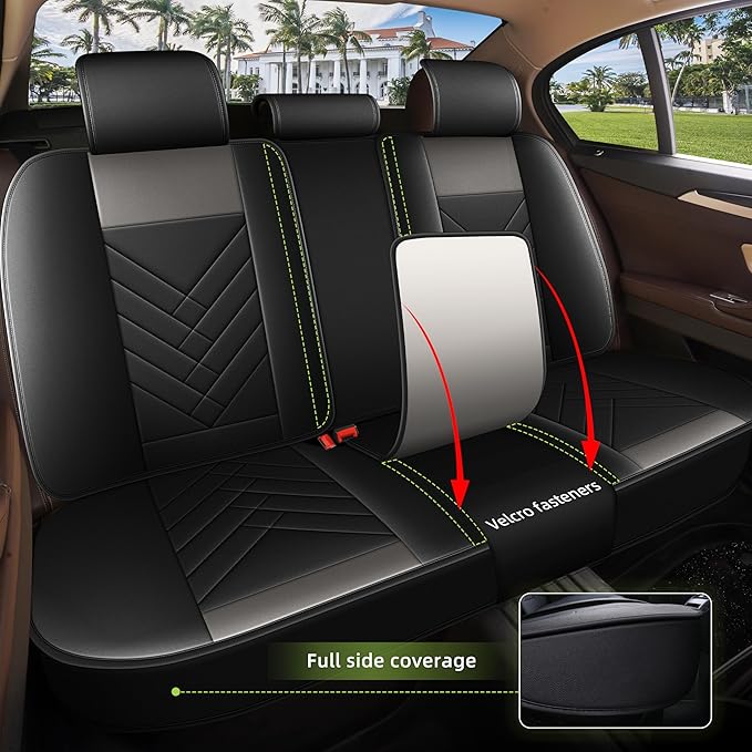 AOMSAZTO Car Seat Cover for Chevrolet Chevy Blazer 2019-2025 2026 Full Set, Leather Car Seat Protector Waterproof, Non Slip Car Seat Cushion, Interior Seat Covers Automotive Accessories - Black&Grey