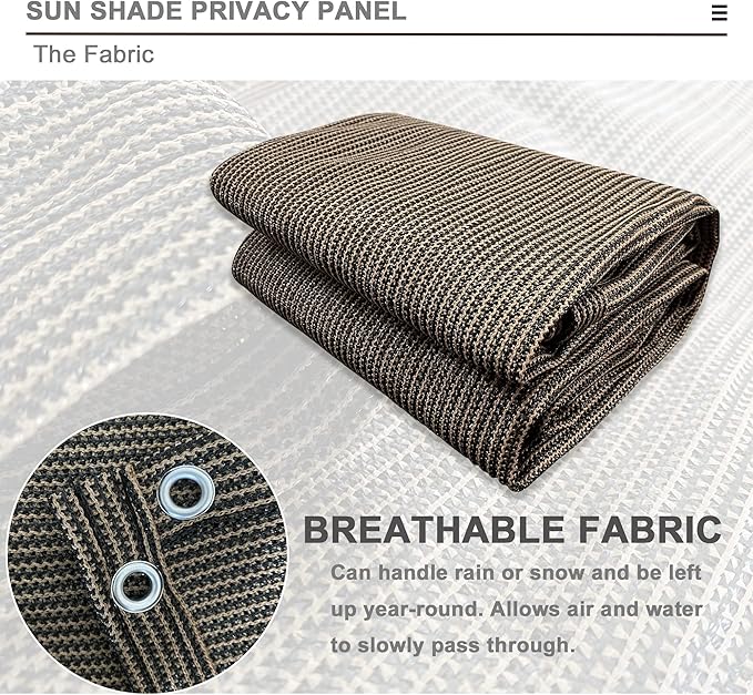 Alion Home Sun Shade Privacy Panel with Grommets and Hems on 4 Sides for Patio, Awning, Window, Pergola or Gazebo - Mocha Brown (10' x 7')