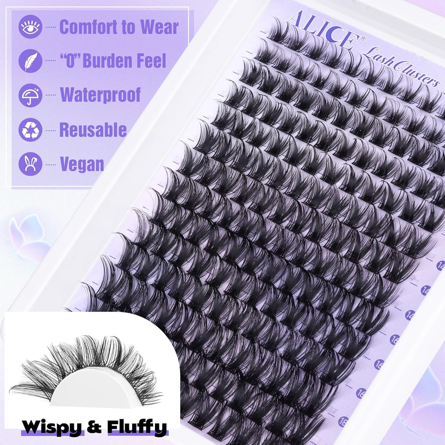 ALICE Wispy Lash Clusters | 168 Pcs | 10-18mm Natural Volume Extensions