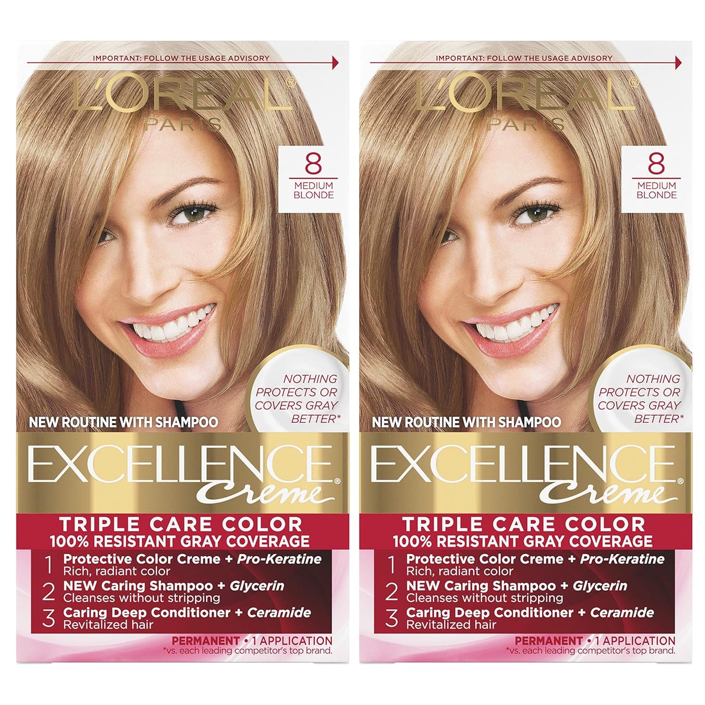 L'Oreal Paris Excellence Crème Hair Color Kit | 6 Light Brown | 8-Week Gray Coverage