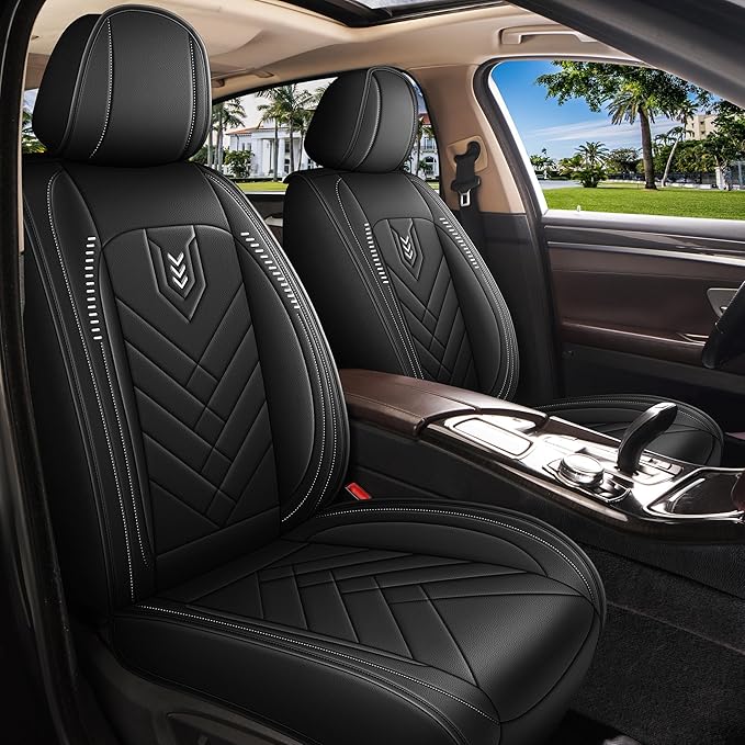 AOMSAZTO Car Seat Covers Full Set Fit for Nissan Rogue 2010-2025 2026 Waterproof Faux Leather Car Seat Cushions Automotive 5 Seat Covers Set（Black）