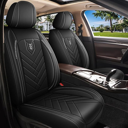 AOMSAZTO Front Seat Covers Fit for 500L 2016-2023 Waterproof Faux Leather Car Seat Cover Compatible with Airbag(2PCS Front, Black)