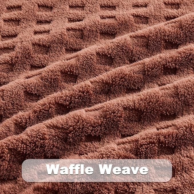 NEWCOSPLAY Super Soft Twin Blanket Coffee Premium Silky Flannel Fleece 3D Waffle Checkered Lightweight Bed Blanket All Season Use (Coffee, Twin(60"x80"))