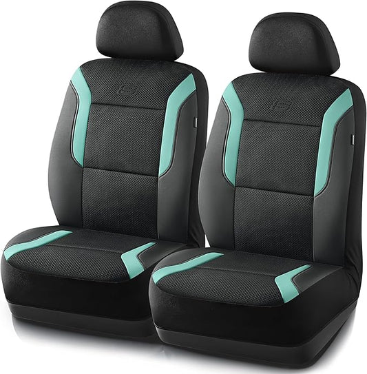 Skechers Memory Foam Car Seat Covers, Air Cool Mesh Thick Seat Covers,Car Seat Covers Front Seats Airbag Compatible, Automotive Comfort Protection for Most Cars,Van,Trucks, SUVs,Green