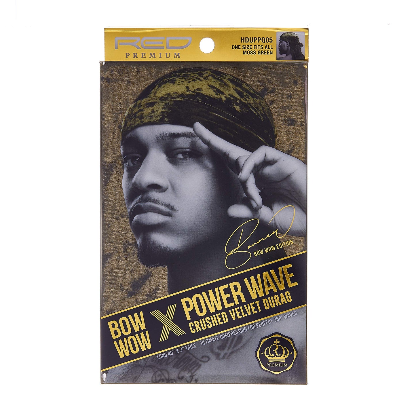 Kiss Red Premium Bow Wow X Power Wave Crushed Velvet Durag (Moss Green)