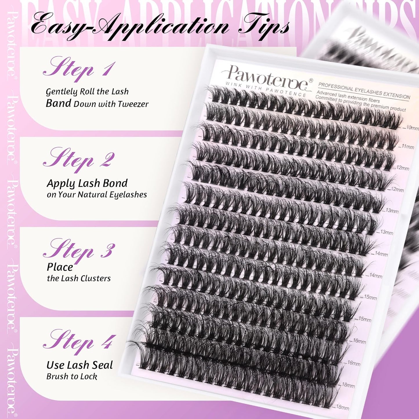 Pawotence DIY Lash Extension Kit | 280pcs 50D Individual Clusters 9-16mm