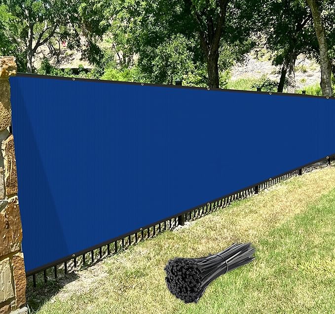 Windscreen4less Privacy Fence Screen Heavy Duty Windscreen Fencing Mesh Fabric Shade Net Cover with Brass Grommtes for Outdoor Wall Garden Yard Pool Deck, 8'x261' Blue