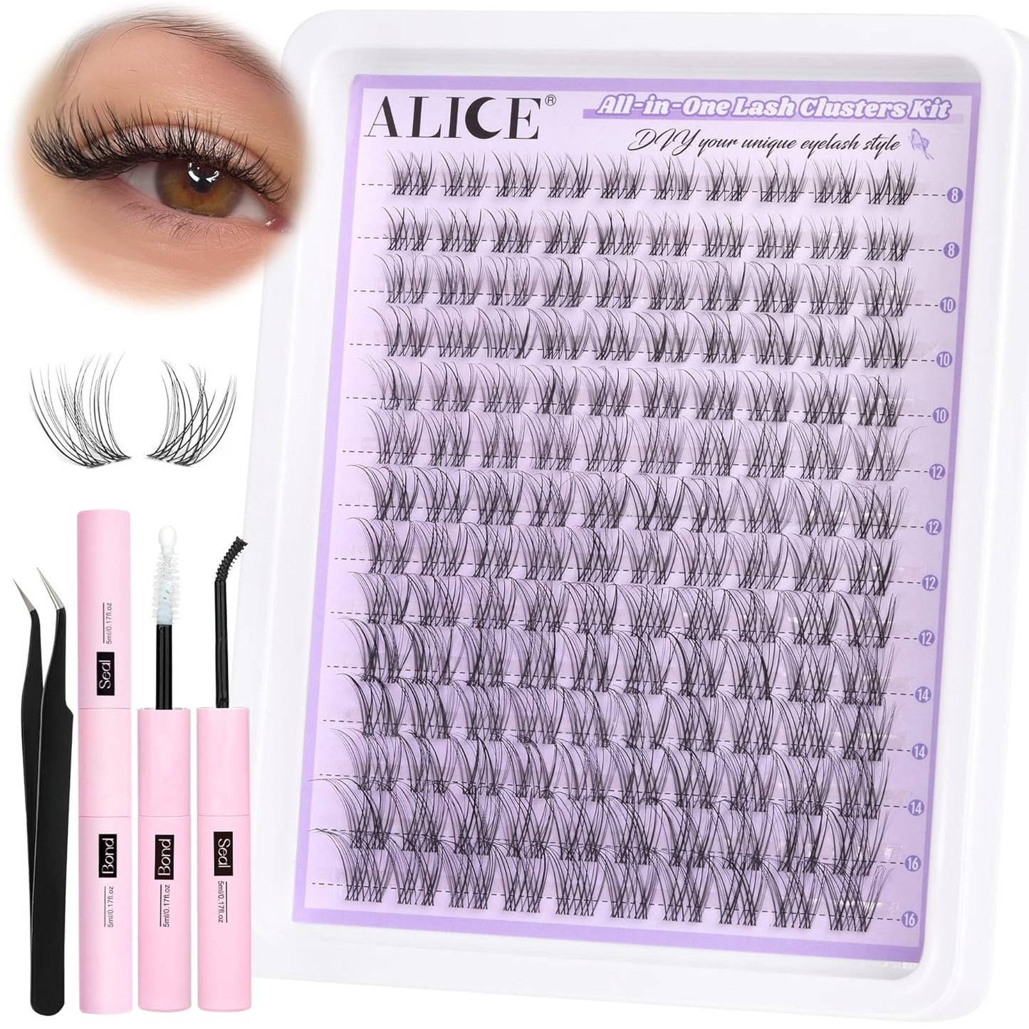 ALICE Wispy Lash Clusters | 168 Pcs | 10-18mm Natural Volume Extensions