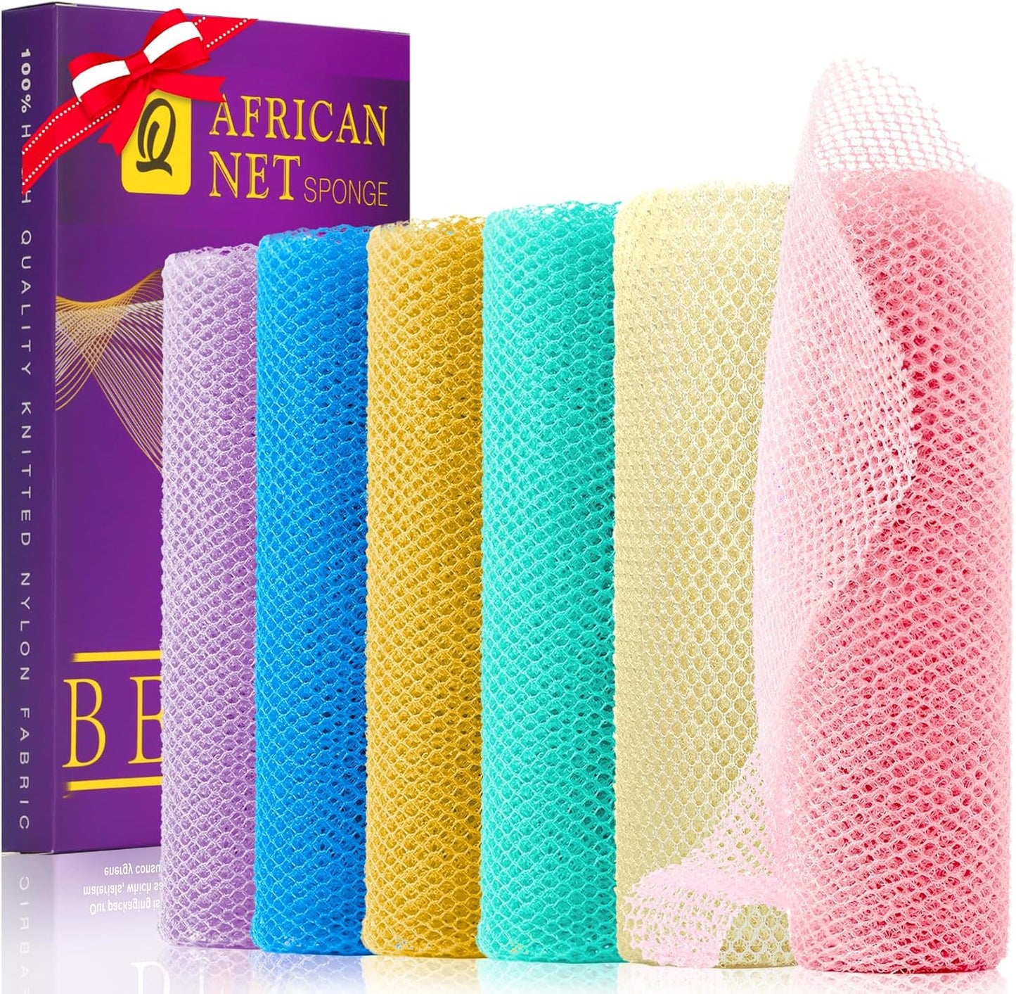 Exfoliating African Bath Sponge Set – 6 Pieces | Skin Smoother for Daily Use