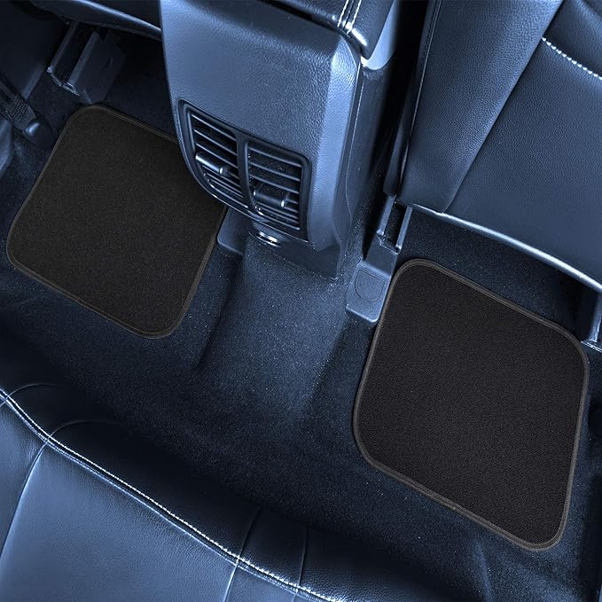 FH Group Color-Block Carpet Car Floor Mats – Non-Slip, Faux Leather Accents, Universal Fit for Sedan, SUV & Truck – Full Set Gray