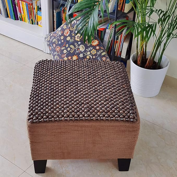 Natural Wood Beaded Seat Cover Pad Mat Comfy Cool Summer Massage Seat Cushion (Square Large) for Truck,RV,Pickup,Big Office Chair only