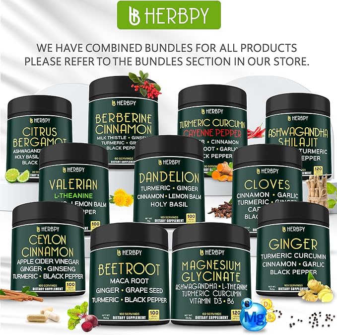 Bundle 7in1 Berberine HCl & 5in1 Valerian Root Supplement - Support Heart Health, Immune, Digestion and Relaxation