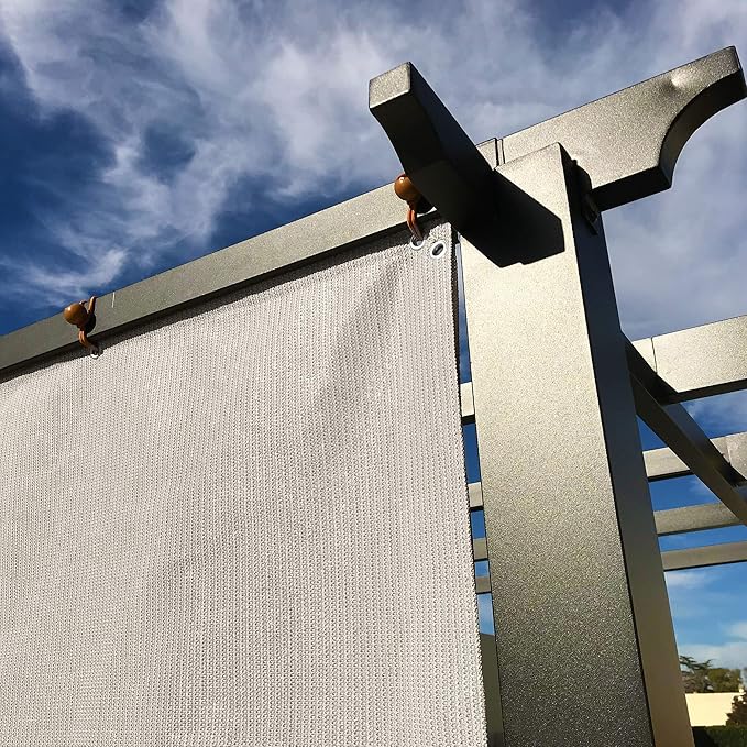 Alion Home Sun Shade Privacy Panel with Grommets and Hems on 4 Sides for Patio, Awning, Window, Pergola or Gazebo - Smoke Tan (12' x 4')