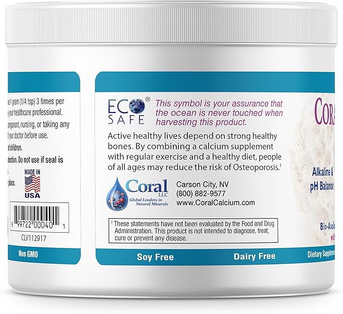 Coral Ecopure Powder, Coral Calcium Powder Supplement with Coral Minerals - 16 Ounces