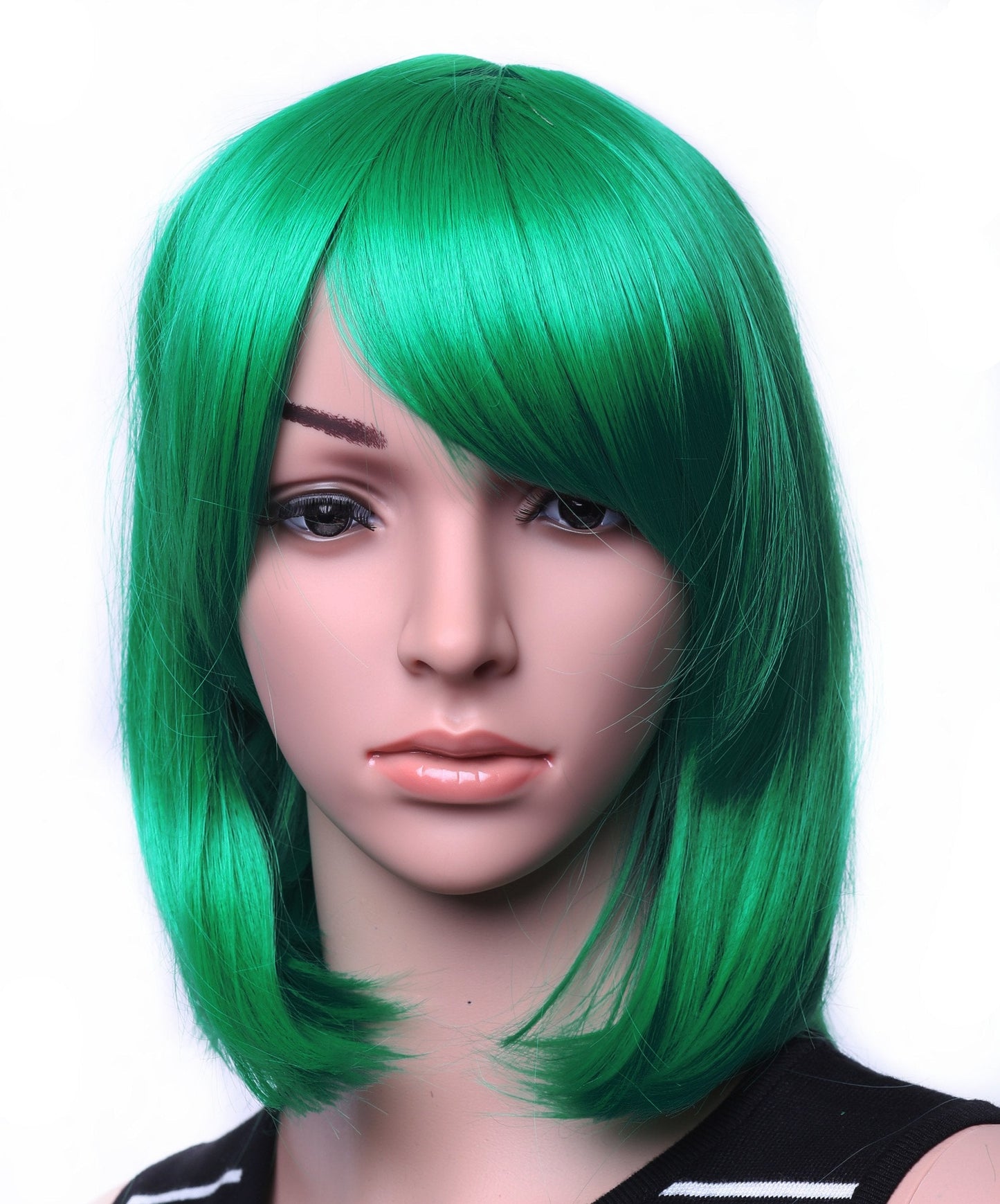 Swacc 11    Women Short Straight Synthetic Bob Wig Candy Color Cosplay Wig Anime Costume Hairpiece For Party With Wig Cap (Green