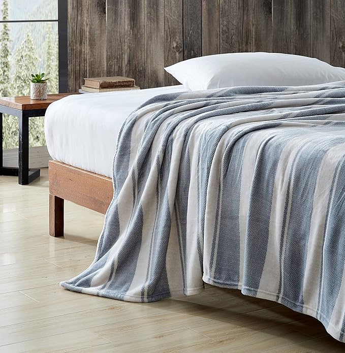 Eddie Bauer - Twin Blanket, Ultra Plush Bedding, Lightweight Home Decor for All Seasons (Stone Throw Stripe, Twin)
